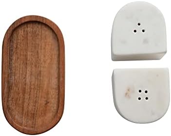 Bloomingville Marble Acacia Wood Salt Pepper Set of 3