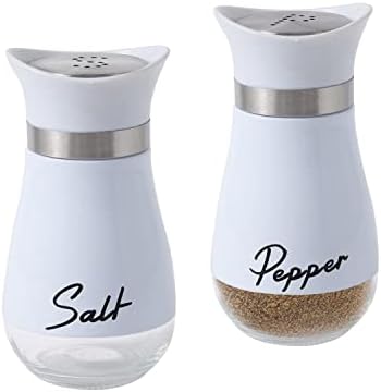 2 Pack Salt Pepper Shakers Set with Stainless Steel Lid 1