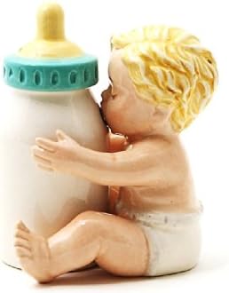 Ceramic Salt Pepper Shaker Set - Baby with Bottle Design