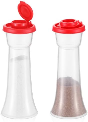 2 Set Plastic Salt and Pepper Shakers with Lids Red