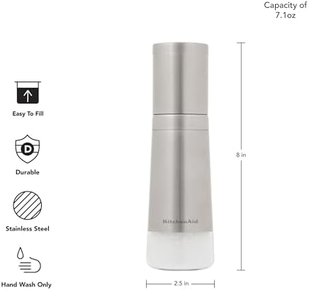 Perfect for Every Bite KitchenAid Stainless Steel Filled Salt Grinder 8 Inch