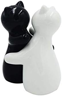 Holitika Cat Salt Pepper Shakers White Black Couple Set