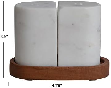 Bloomingville Marble Acacia Wood Salt Pepper Set of 3