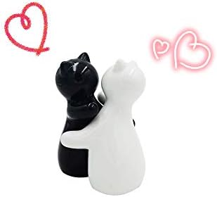 Holitika Cat Salt Pepper Shakers White Black Couple Set
