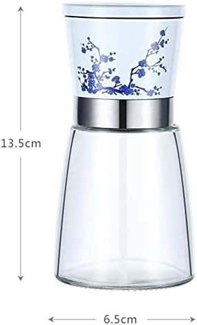 Refillable Salt Pepper Mill Set in Blue White Design for Kitchen Living