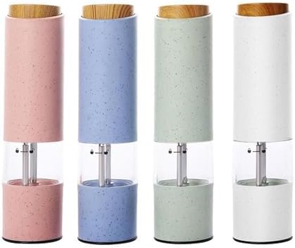 WANGJIAOID Electric Pepper Mill with LED Light Battery Powered Adjustable Coarseness