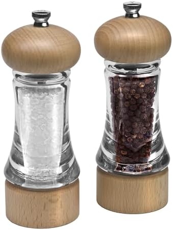 Cole Mason Basic Woods Mill Gift Set - Adjustable Salt Pepper Grinders Hand Wash