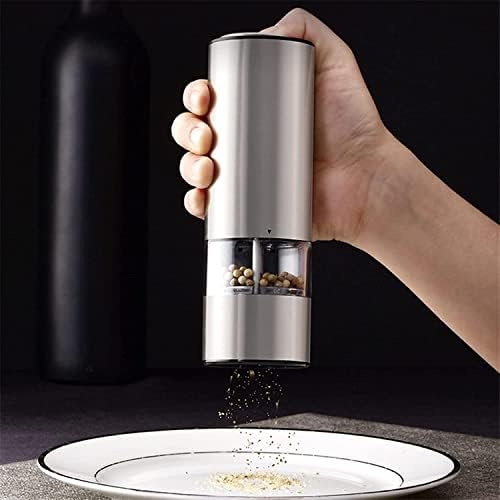 Anerji Electric Salt Pepper Grinder Set Adjustable One-Handed Battery Operated Black