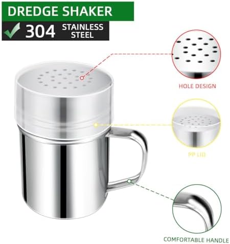Yuntop 6 Oz Stainless Steel Spice Shaker with Handle and Lid
