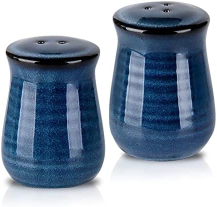 Hasense Ceramic Salt and Pepper Shakers Set of 2 Navy Farmhouse Style