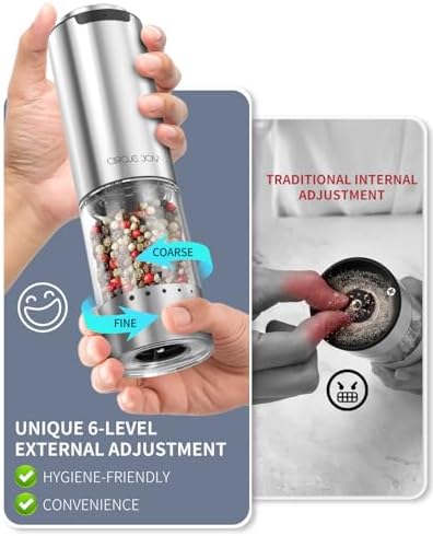 CIRCLE JOY electric pepper grinder stainless steel reusable LED light multi-spice 95ml