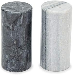 Fox Run White and Black Marble Salt Pepper Shakers Set of 2