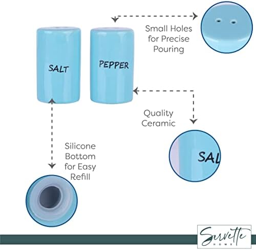 Sleek Blue Salt and Pepper Shakers with High-Quality Ceramic Design