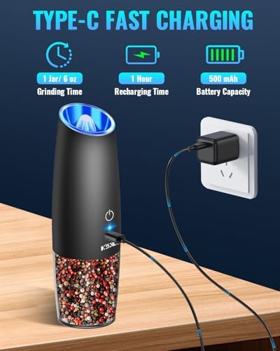 Sweet Alice Rechargeable Electric Pepper and Salt Grinder Set