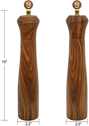 Elegant Acacia Wooden Salt Pepper Mill Set - Perfect Gift