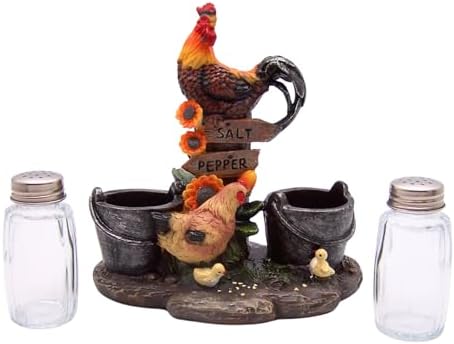 Farm Rooster Salt Pepper Shaker Set Cozy Kitchen Decor