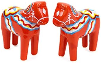 Scandinavian Salt Pepper Set with Dala Horse Design
