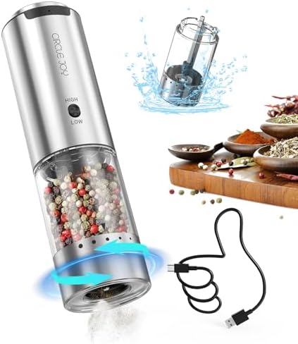 Stylish Stainless Steel Electric Pepper Grinder with Variable Speed White Light