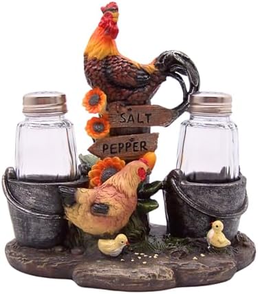 Farm Rooster Salt Pepper Shaker Set Cozy Kitchen Decor