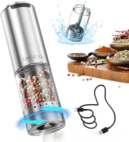 CIRCLE JOY electric pepper grinder stainless steel reusable LED light multi-spice 95ml