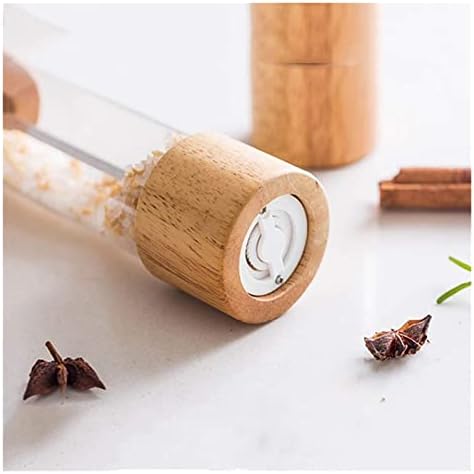 Professional Grade Wooden Salt Pepper Mill Set with Visible Window