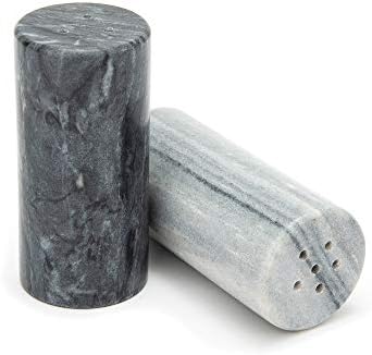 Fox Run White and Black Marble Salt Pepper Shakers Set of 2