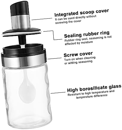 UTHCLO 1pc Stainless Steel and Glass Seasoning Shaker with Spoon