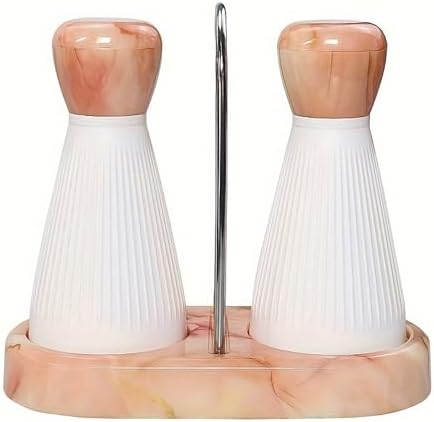 Adjustable Salt Pepper Mill Set Refillable with Wooden Tray