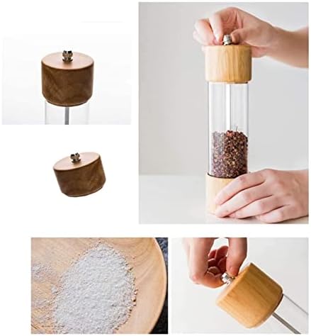 Professional Grade Wooden Salt Pepper Mill Set with Visible Window