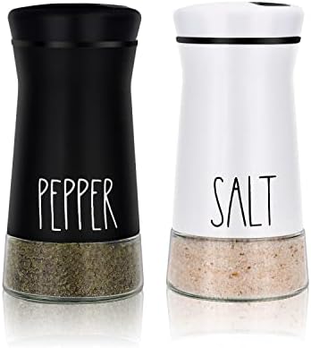 Aelga Adjustable Salt and Pepper Shakers 3 Settings for Farmhouse Grit
