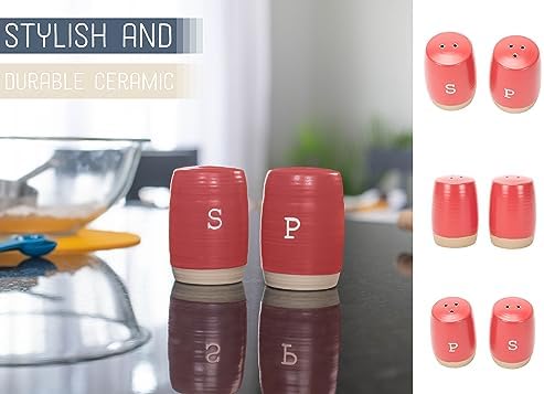 Stylish Red Ceramic Salt Pepper Shakers