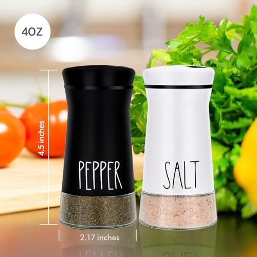 Aelga Adjustable Salt and Pepper Shakers 3 Settings for Farmhouse Grit