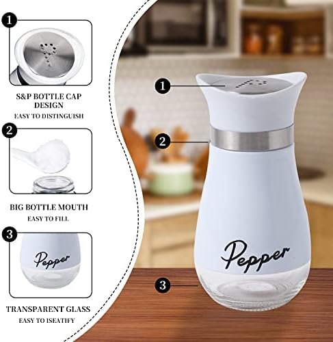 2 Pack Salt Pepper Shakers Set with Stainless Steel Lid 1
