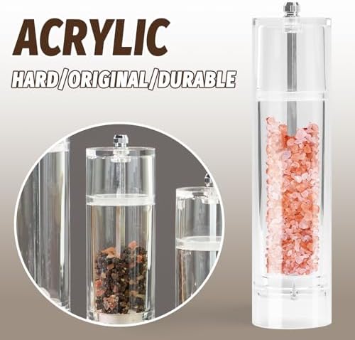 Stylish Acrylic Salt and Pepper Mill Adjustable for Perfect Grind