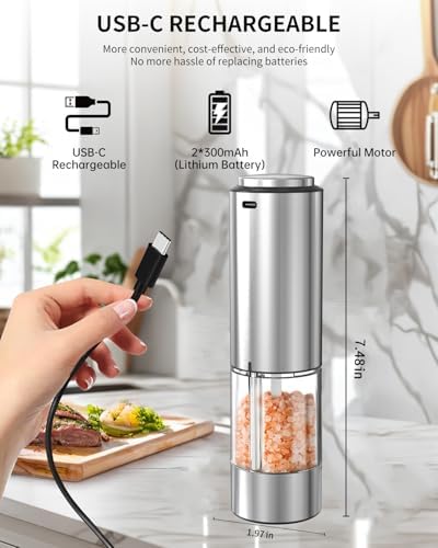 CIRCLE JOY electric pepper grinder stainless steel reusable LED light multi-spice 95ml