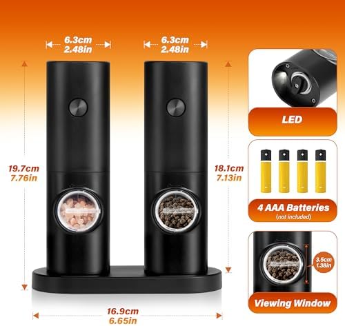 Electric Salt and Pepper Grinder Set 2 Pack
