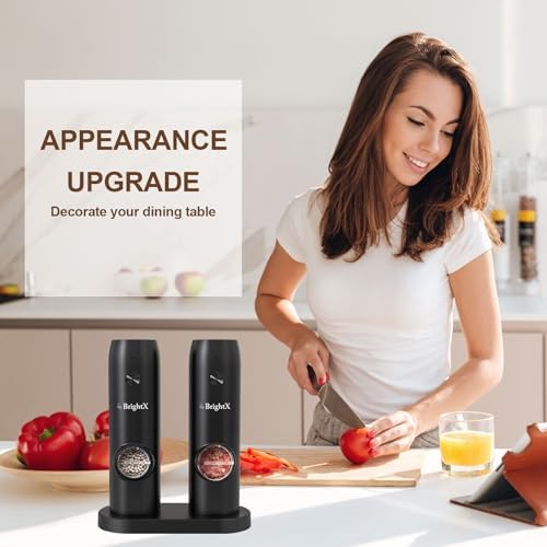 Premium Electric Salt and Pepper Grinder Set USB Rechargeable Automatic Spice Mills