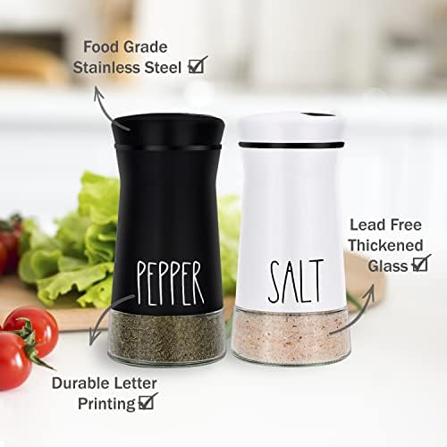 Aelga Adjustable Salt and Pepper Shakers 3 Settings for Farmhouse Grit