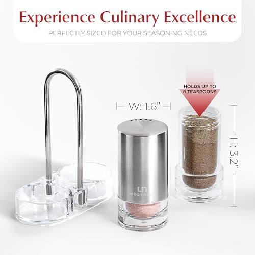 Urban Noon Salt Pepper Shakers Set with Holder