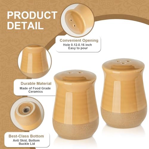 Unique Ceramic Salt Pepper Shakers - 2-Piece Set