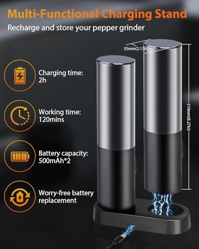One-Handed Adjustable Coarseness Electric Salt Pepper Grinder Set