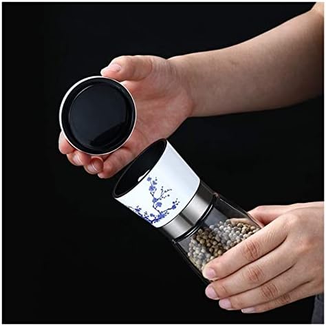 Refillable Salt Pepper Mill Set in Blue White Design for Kitchen Living