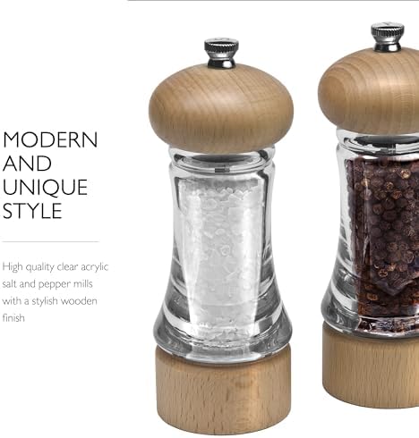 Cole Mason Basic Woods Mill Gift Set - Adjustable Salt Pepper Grinders Hand Wash