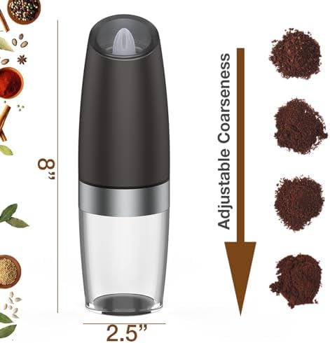 Powerful Automatic Electric Pepper and Salt Grinder Set 1 Black