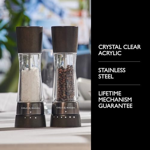 Cole Mason Precision Salt Pepper Mill Set Black Wood