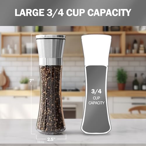 Adjustable Stainless Steel Salt and Pepper Mill Set