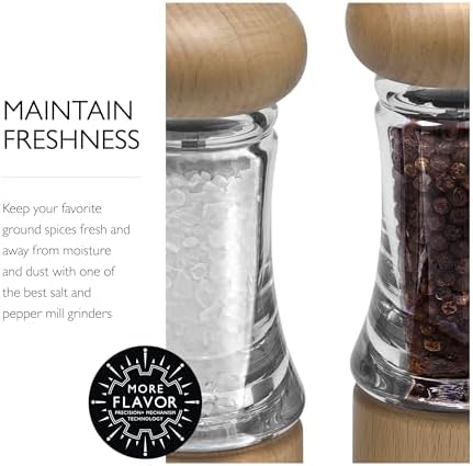 Cole Mason Basic Woods Mill Gift Set - Adjustable Salt Pepper Grinders Hand Wash