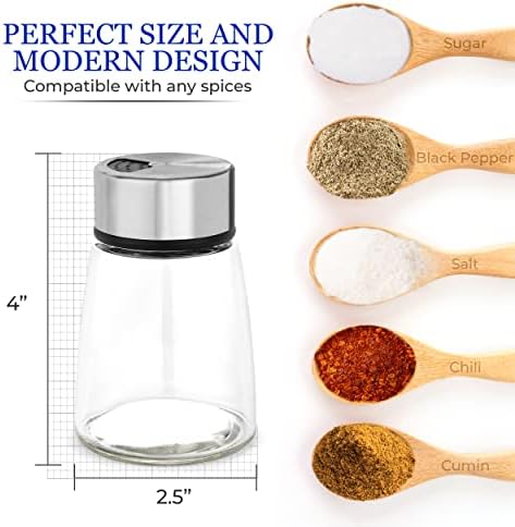 Kitchen-GO Salt Pepper Shaker with Adjustable Pour Holes