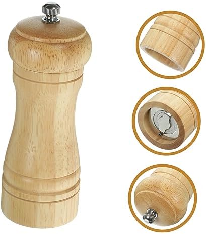 KICHOUSE 1pc Manual Pepper Mill Salt Shaker Gadget - Wood Pepper Grinder Refillable