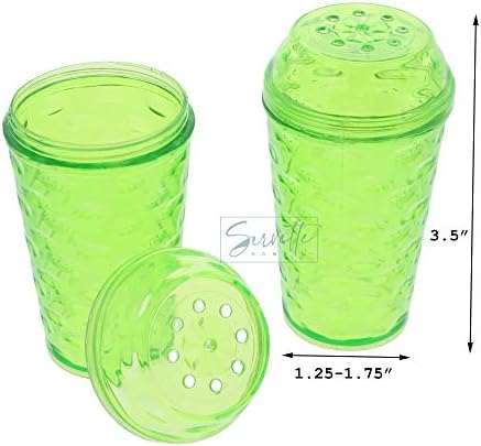 Clear Plastic Salt and Pepper Shaker Set Green